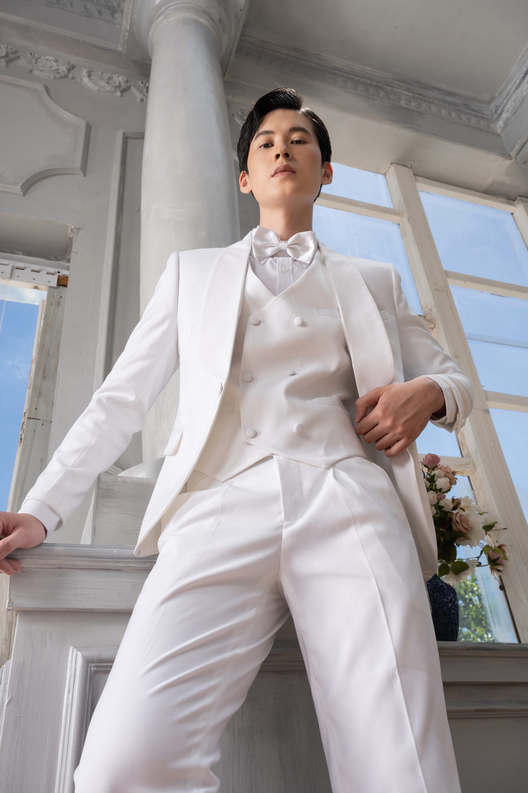 Áo vest trắng ve sam 1 cúc AV395 - Ảnh 4